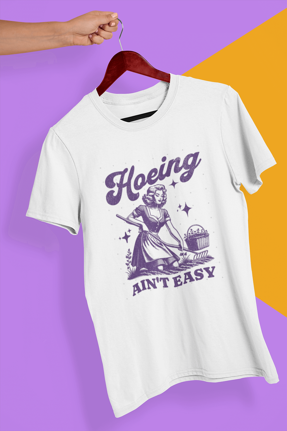 Thumbnail: Hoeing Ain't Easy : Sarcastic Short Sleeved T-Shirt