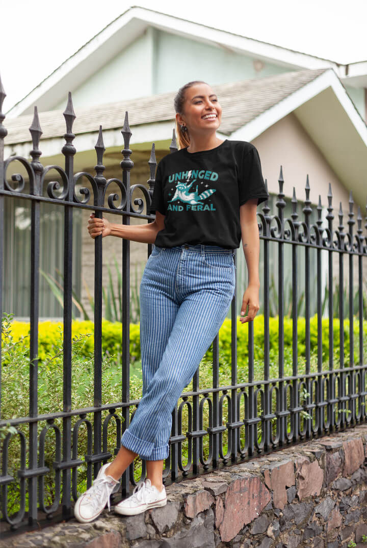 Thumbnail: Unhinged and Feral : Funny Short Sleeved T-Shirt