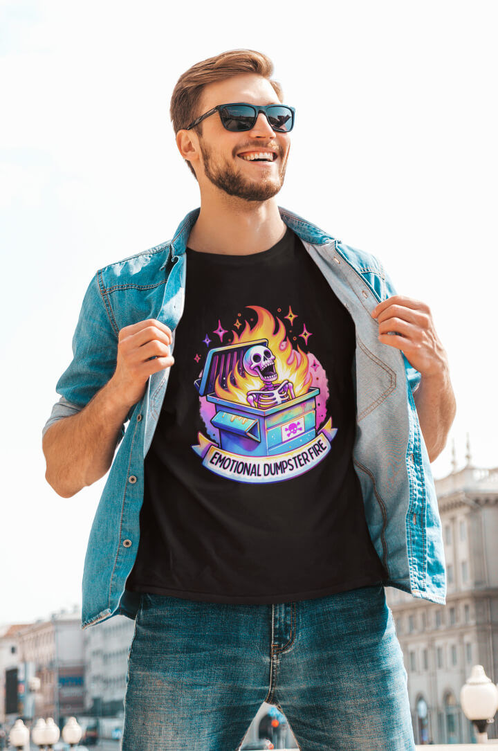 Thumbnail: Emotional Dumpster Fire : Funny Short Sleeved T-Shirt