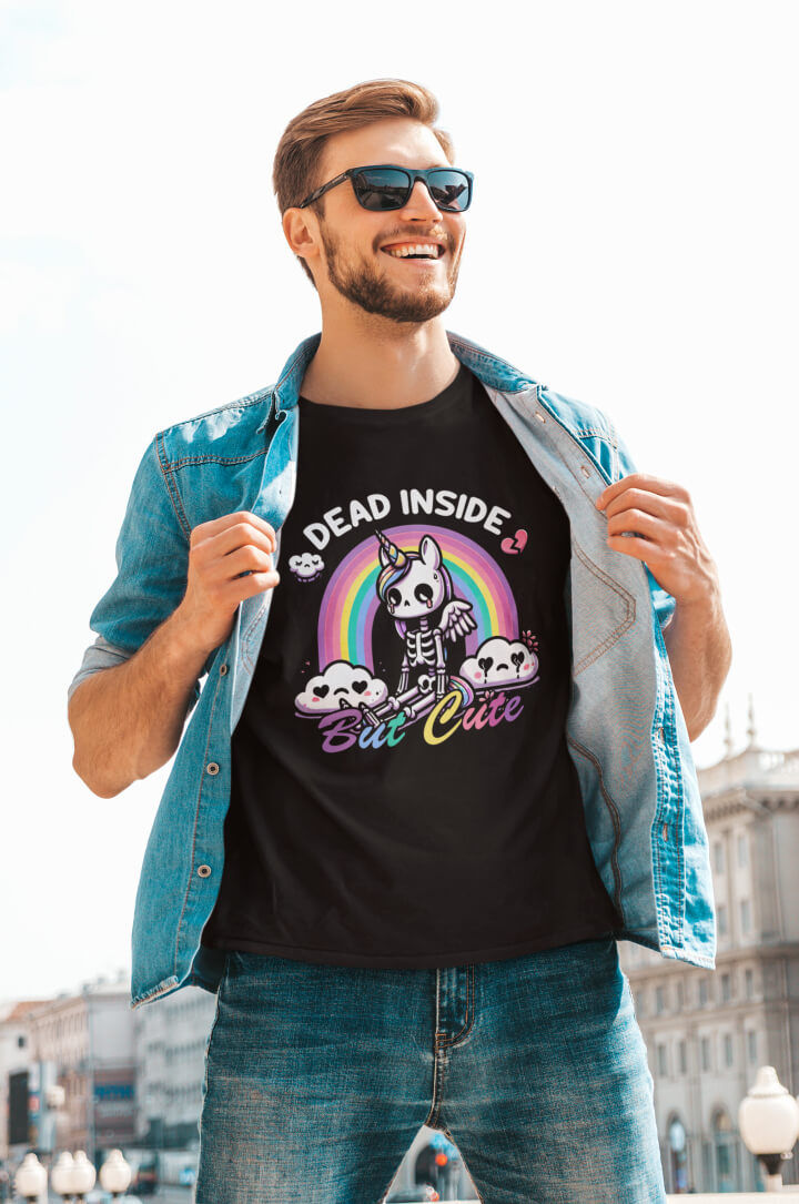 Thumbnail: Dead Inside, But Cute : Funny Short Sleeved T-Shirt