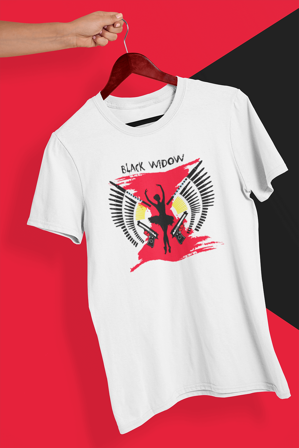 Thumbnail: Black Widow - White Short Sleeve T-Shirt