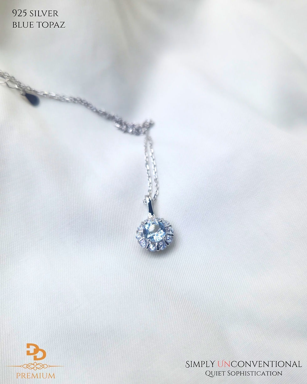 Thumbnail: Blue topaz flower pendant necklace