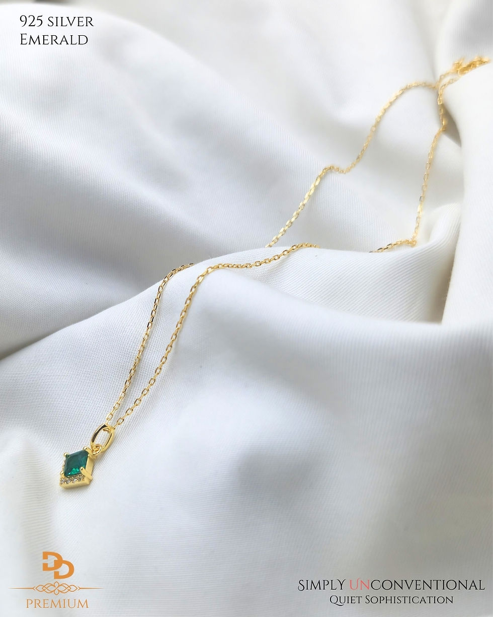 Thumbnail: Geometric Emerald pendant necklace