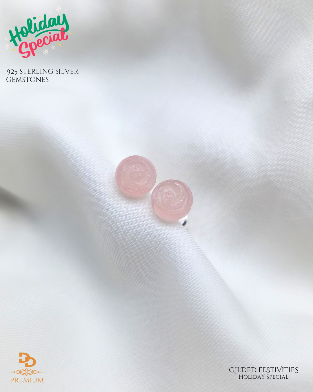 Cassandra rose quartz rosy stud