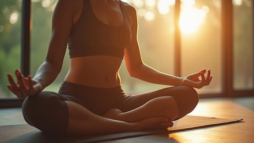 Close-up view of a person practicing breathing exercises in a peaceful environment