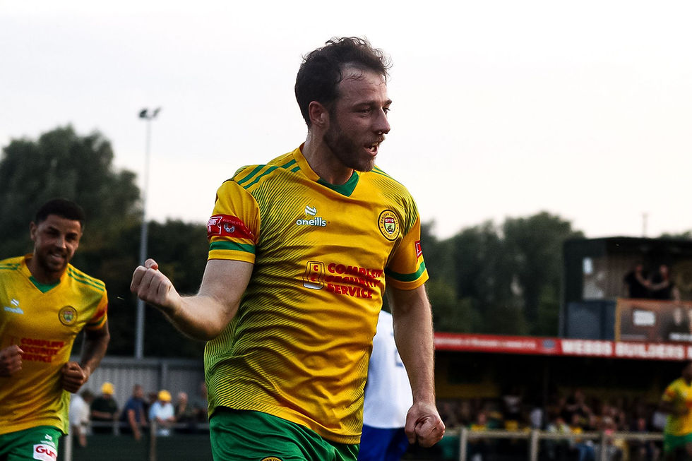Sean Miller runs away in delight after his first-half equaliser. Picture BY PETER CANTWELL.