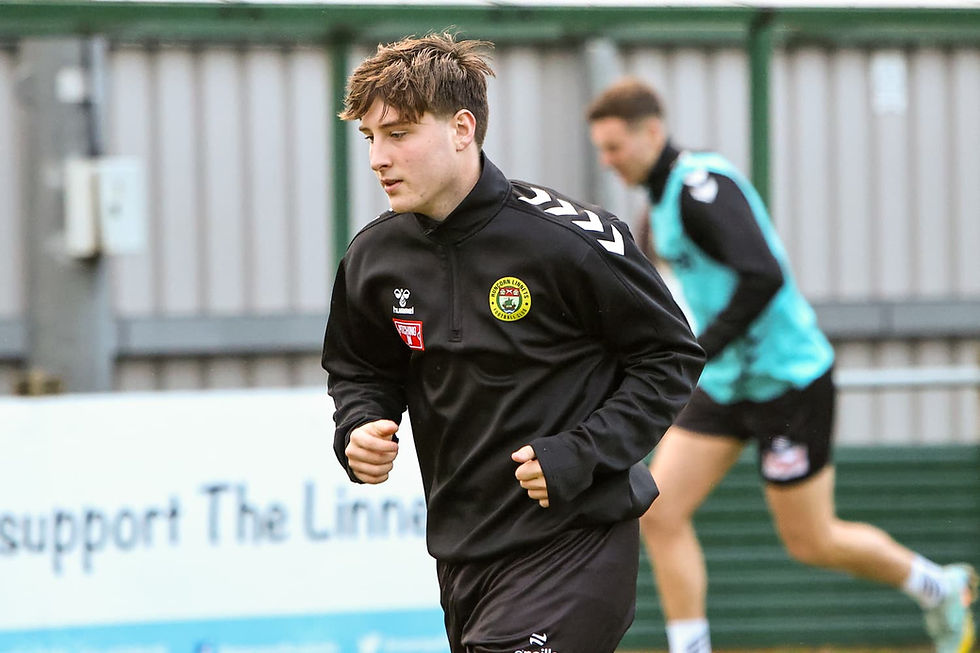 Runcorn's latest U21s graduate Joel Street goes through his warm-up routine. Picture by Ben Jackson.