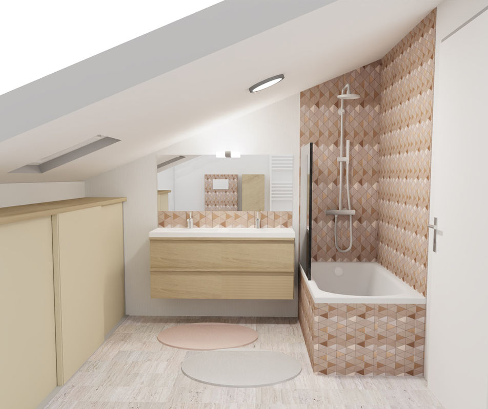 Salle de bain, vasque, meuble, design, 3D, architecture