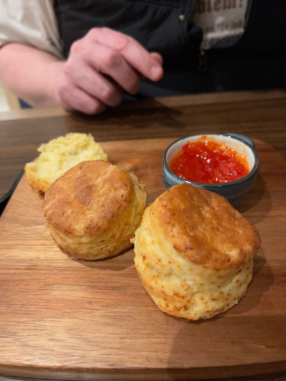 Cheese biscuits with pepper jelly
