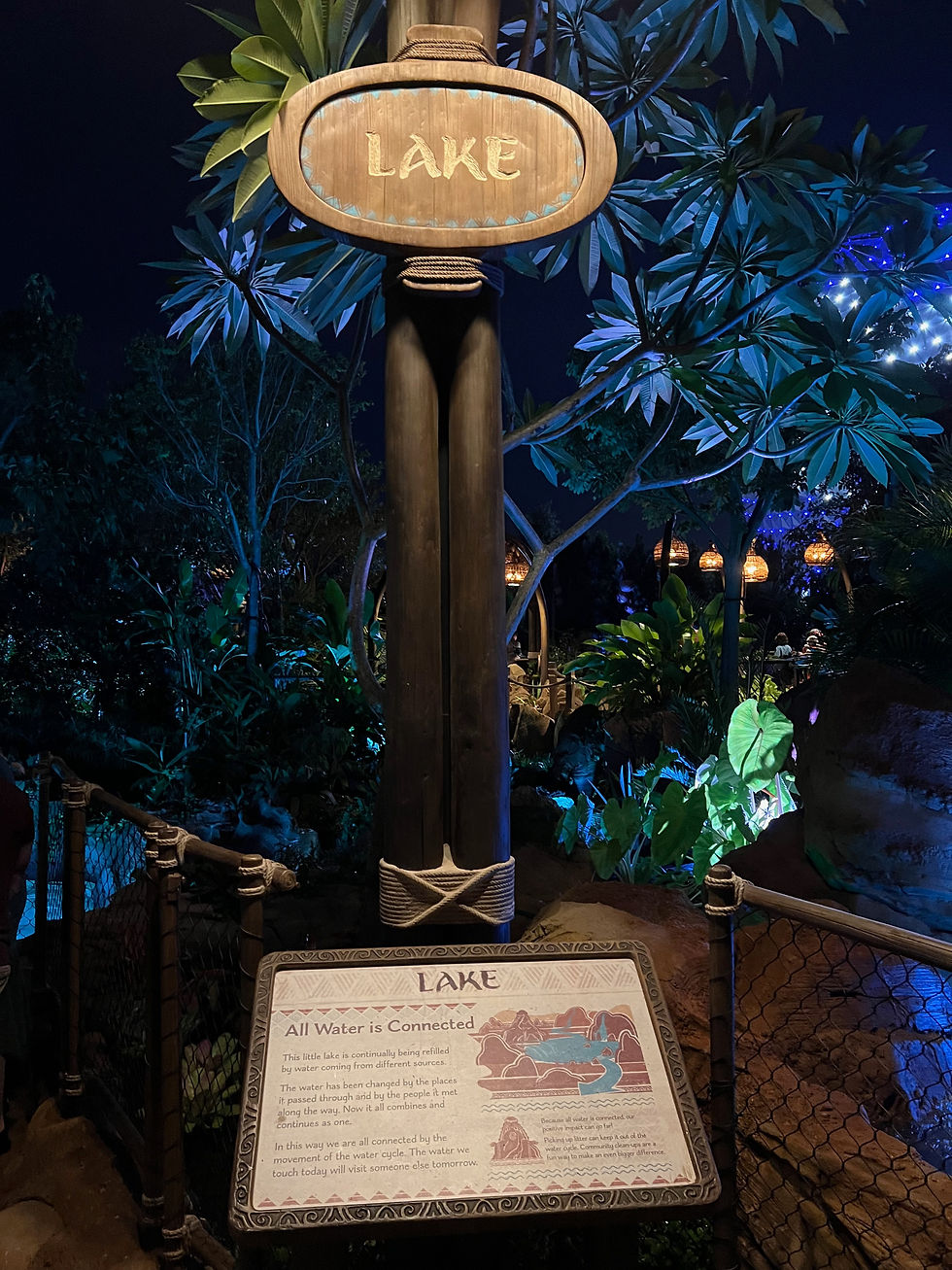 A sign describes the role of lakes in the water cycle