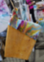 A colorful coating on a kitchen cutting board