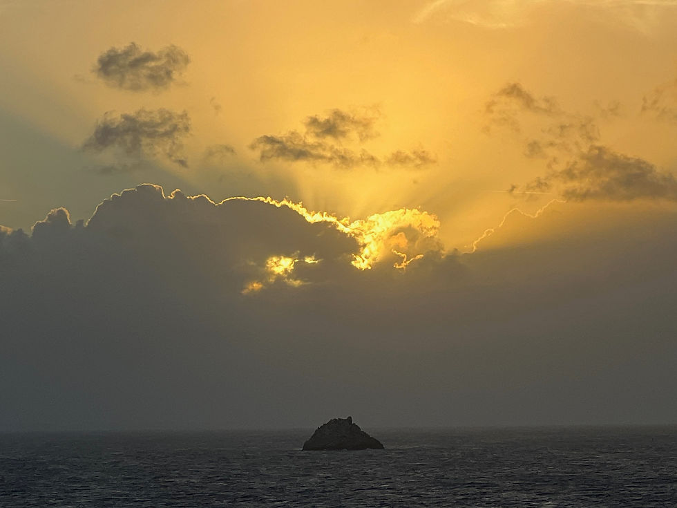 The sunset as the Disney Fantasy leaves the U.S. Virgin Islands