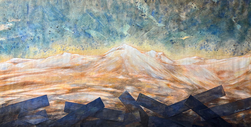 50 x 97/ akryl, kredka na papierze/ 2025