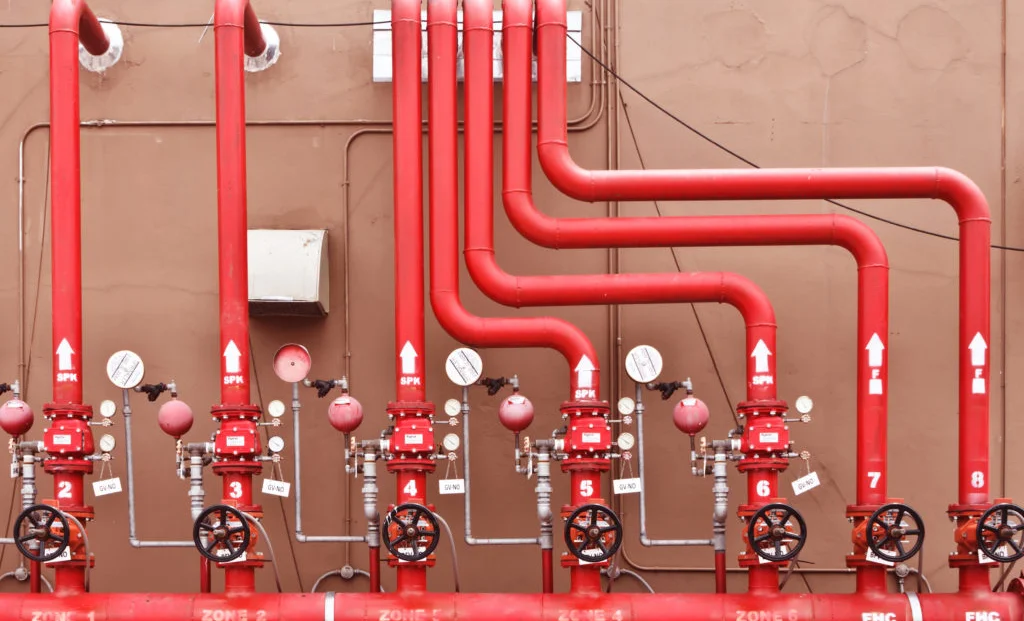 Red pipes for large sprinkler system