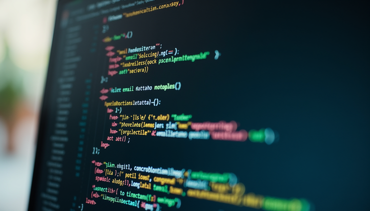 Eye-level view of a computer screen showing Wix Velo code editor with email automation script