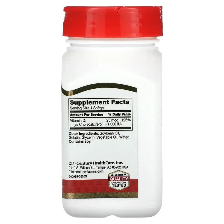 Thumbnail: 21st Century Vitamin D3 5000 IU 360 Tablets Plus Vitamin D3 1000 IU, Gluten-Free