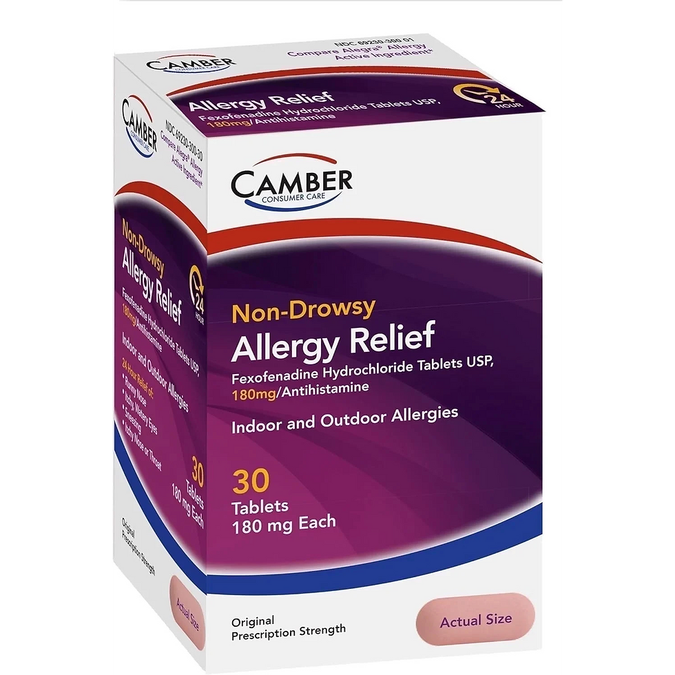 Thumbnail: 2 X Camber  Fexofenadine 180 mg Tablets Allergy Relief 100 Count (Exp: 1-2028)