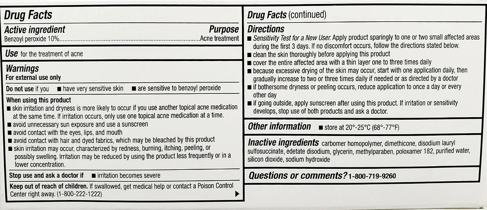 Thumbnail: 3 X Perrigo Benzoyl Peroxide 10% Acne Gel 2.1 oz (60gm) Exp 8/2027 + FREE BONUS