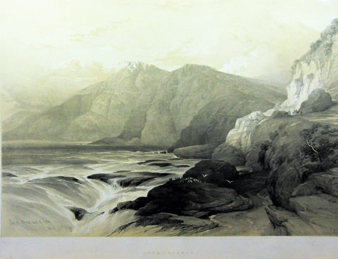 David Roberts. British. Tinted lithograph. 'Ras El Alrad, Cape Blanco, Coast of Sy