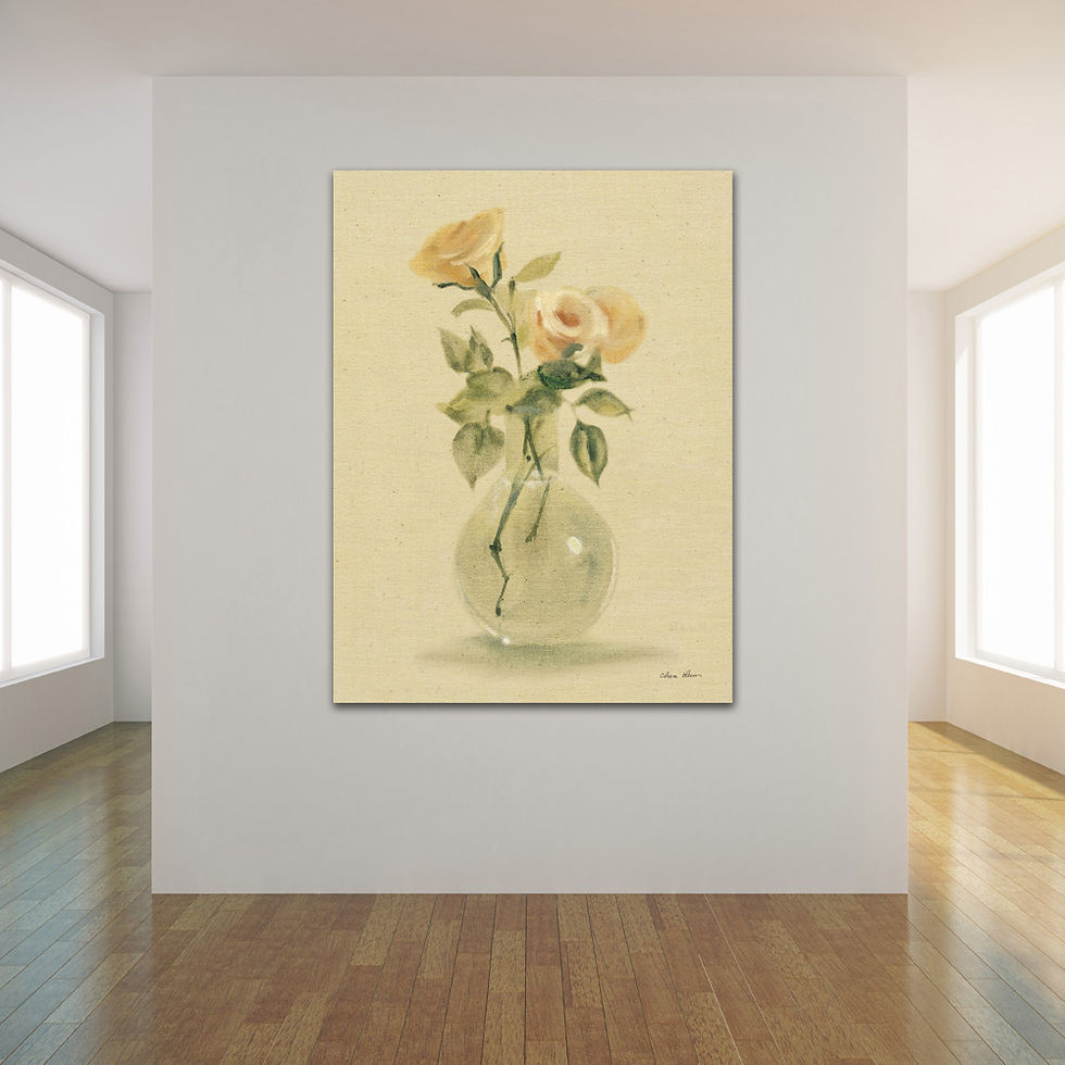 Thumbnail: Peach Roses in a Glass Vase by Cheri Blum