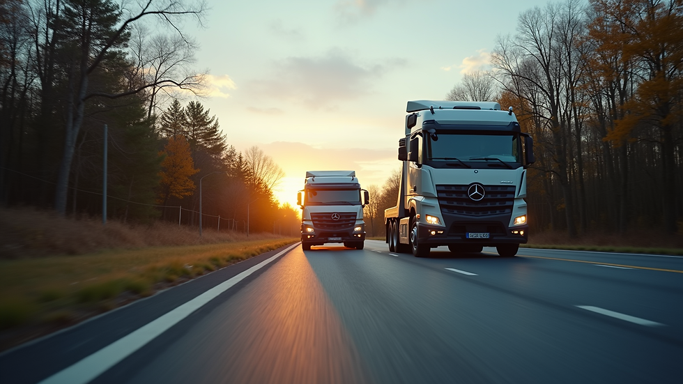 Eye-level view of a tow truck arriving at a roadside vehicle