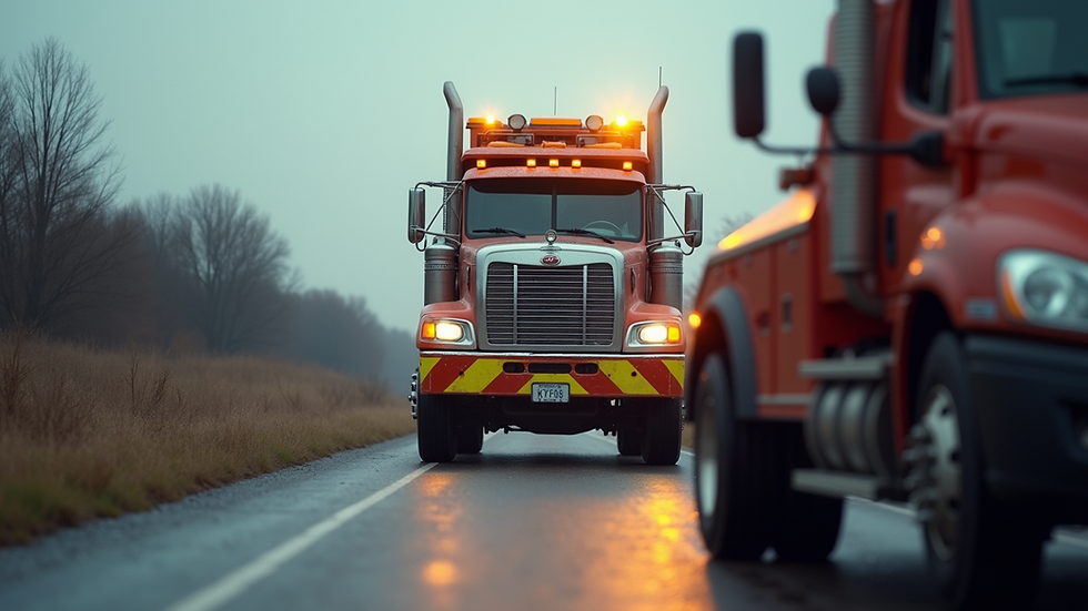 Eye-level view of a tow truck ready to assist a stranded vehicle