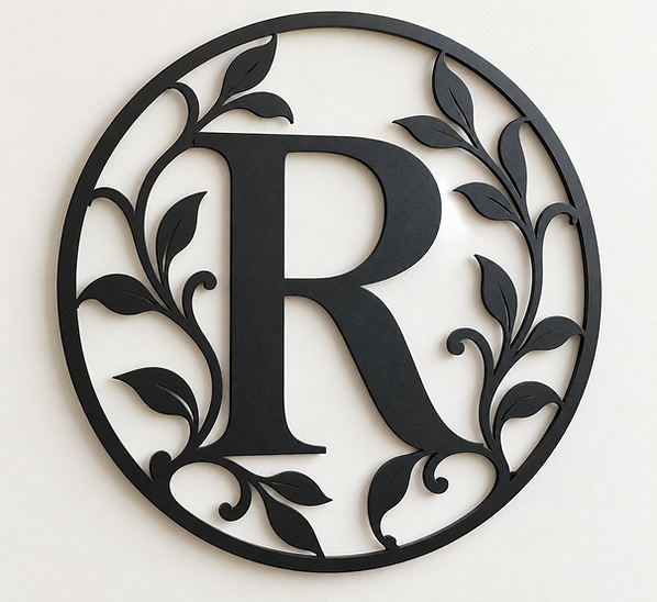 Matte black R monogram wall art-2.png
