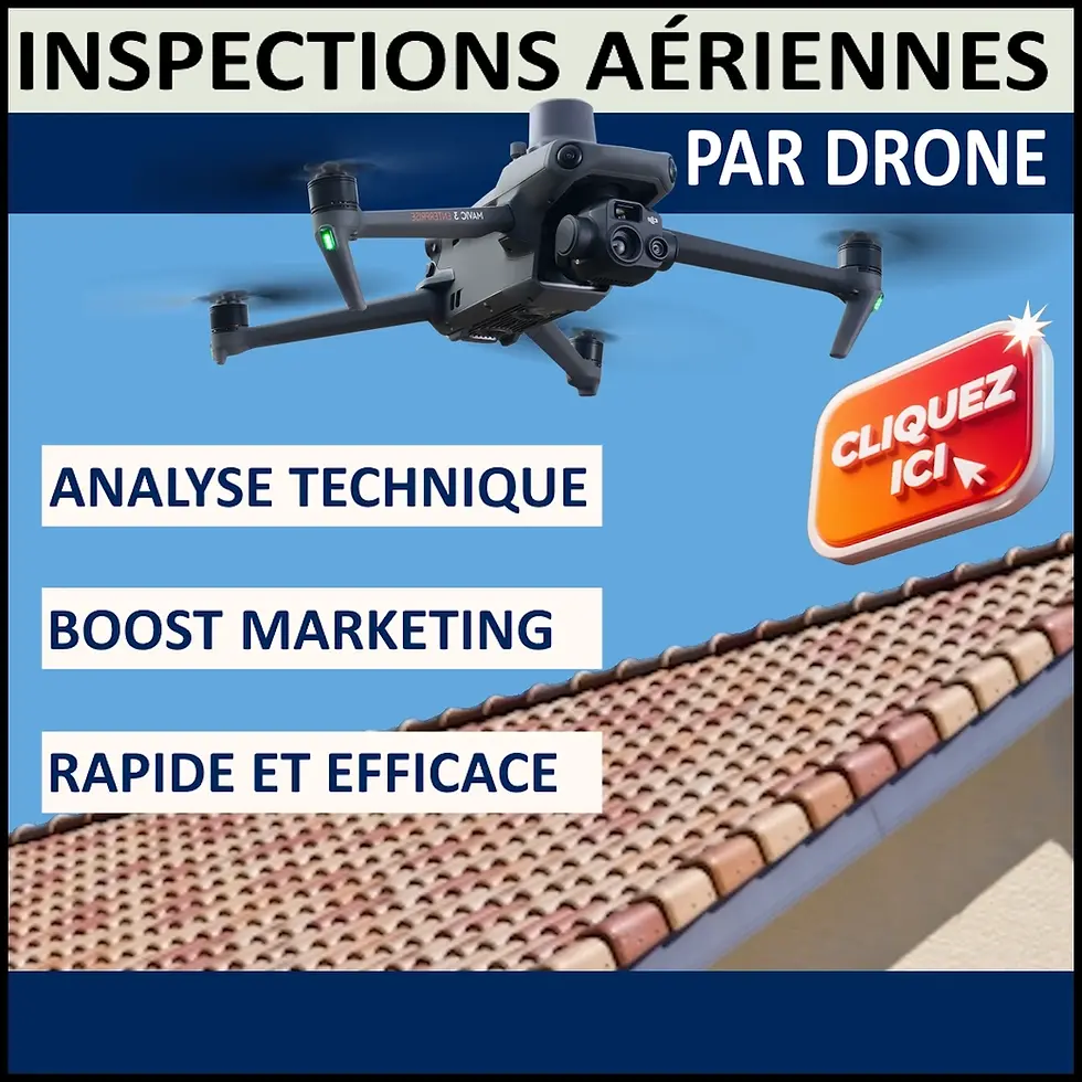 Photo Drone MAvic 3 pro de chez Dronéclat à Maringues en train d'inspecter une toiture depuis le ciel.