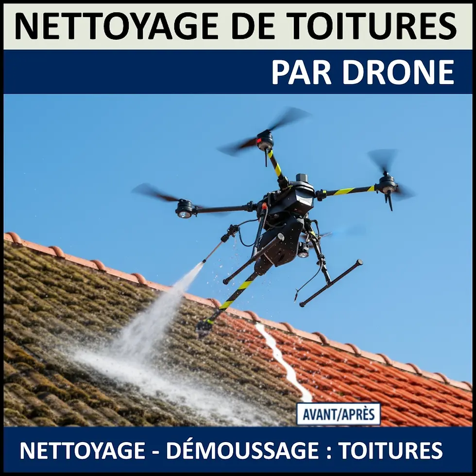 affiche nettoyage toiture par drone sur la commune de Riom 63200.