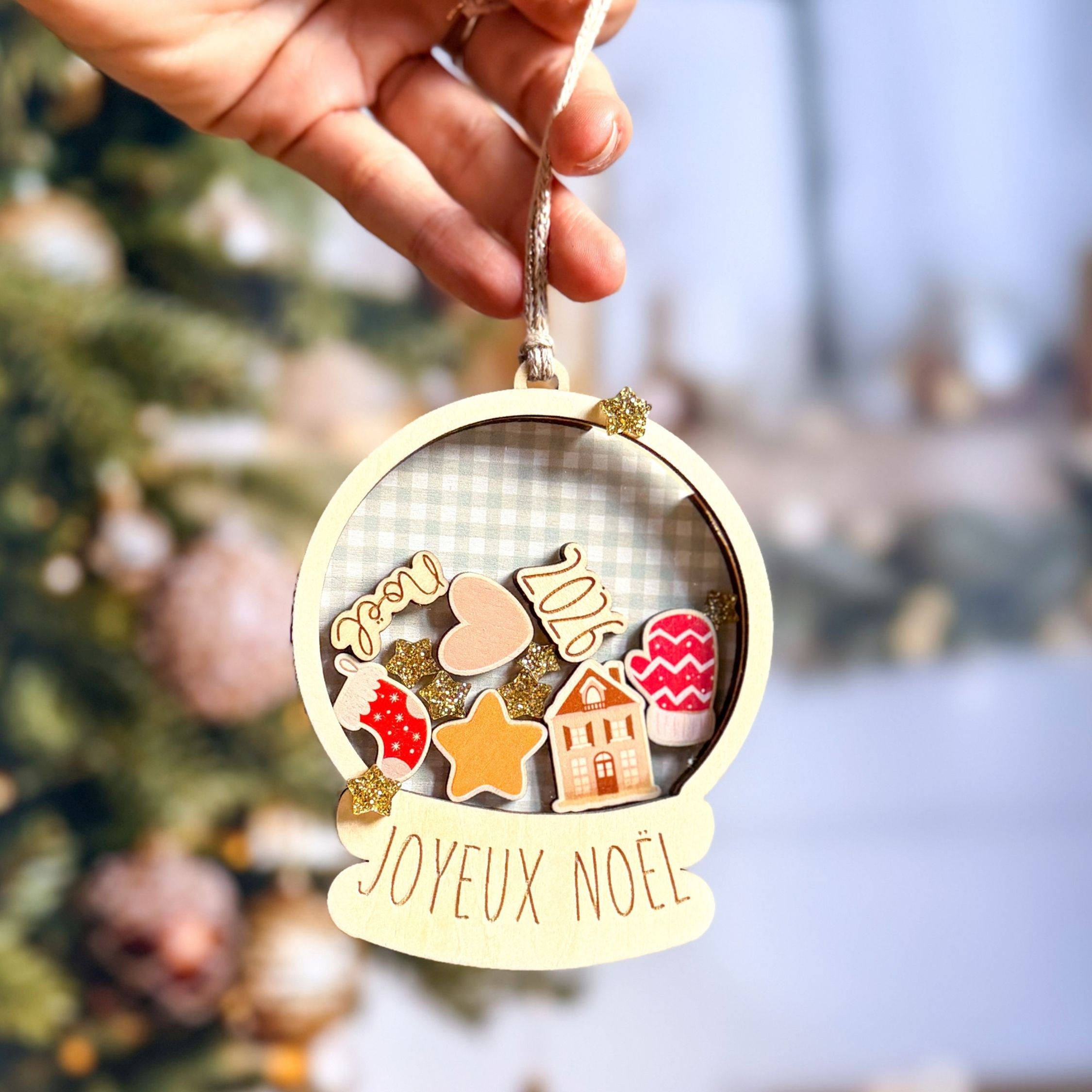 Boule Boule Joyeux Noël à composer – Décoration de Noël en bois