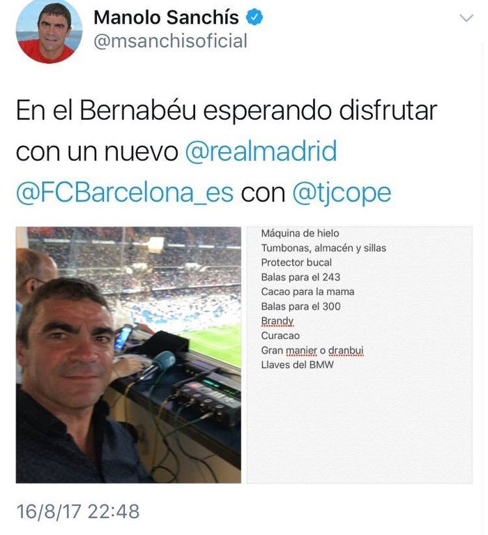 A Manolo Sanchis se le cuela su lista de la compra.