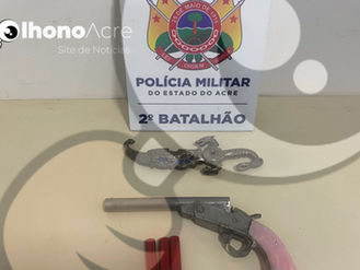 Após denúncia anônima, PMs do 2° Batalhão apreendem arma de fogo e munições em residência no bairro Calafate, em Rio Branco