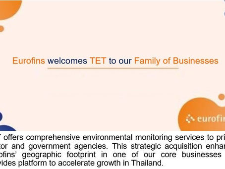 ยูโรฟินส์ได้ก้าวเข้าสู่ธุรกิจบริการด้านสิ่งแวดล้อมในประเทศไทยด้วยการผนึกกำลังกับ TET