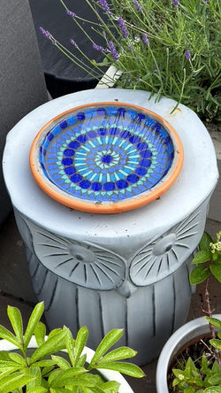 Moroccan Mandala Mosaic Garden Bird Bath