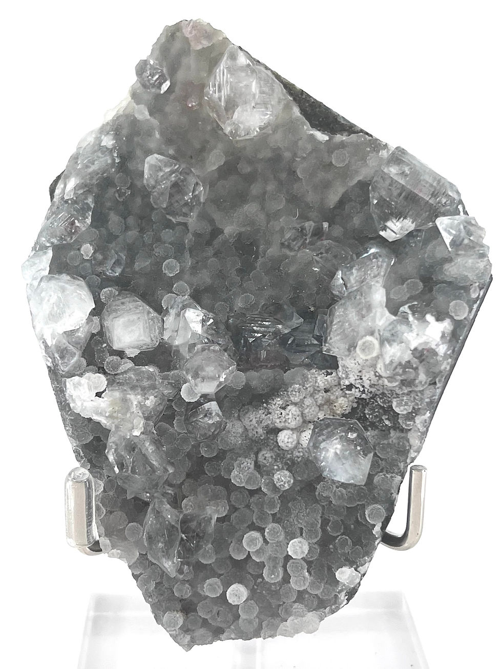 Pointed Apophyllite on Gray Chalcedony