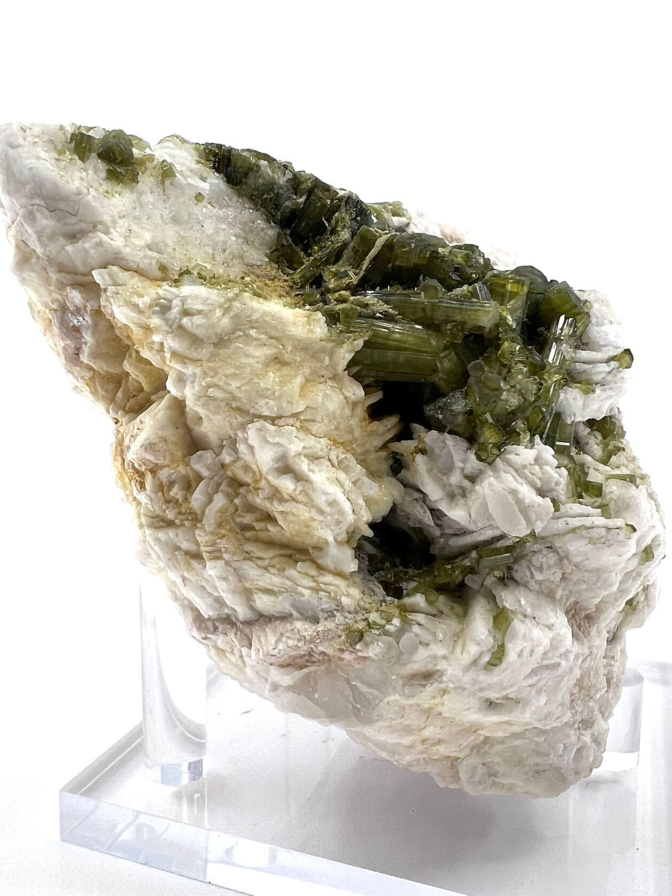Green Tourmaline & Quartz On Matrix