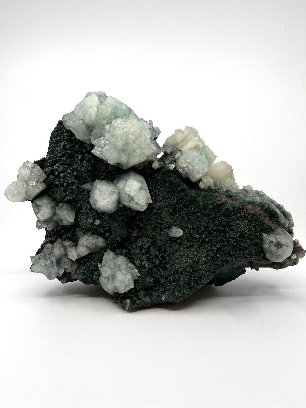 Green Marshy Apophyllite with Pink Flowers