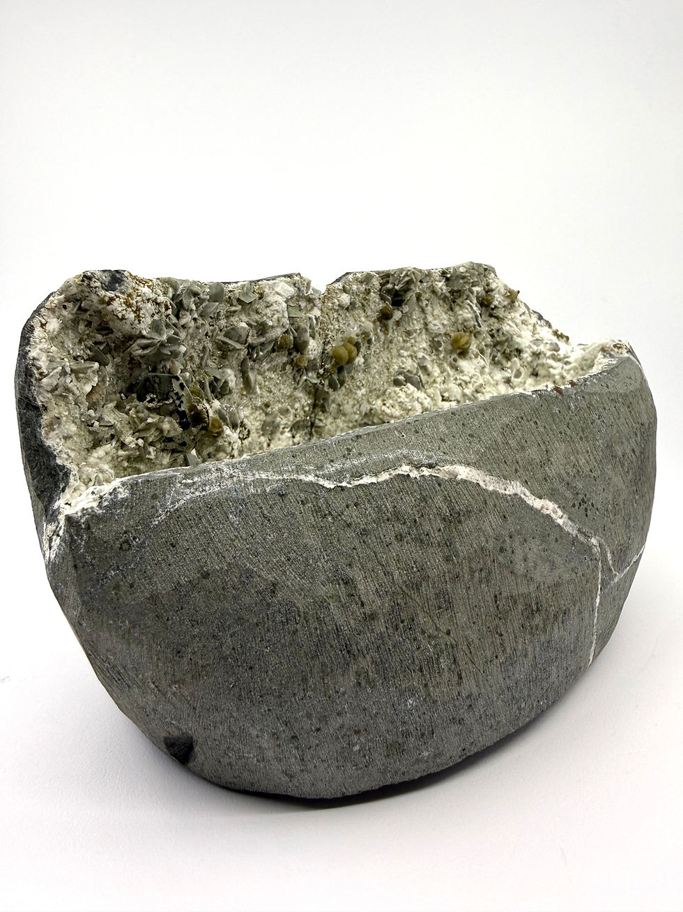 Thumbnail: Green Gyrolite Spheres with Black & Clear Calcite