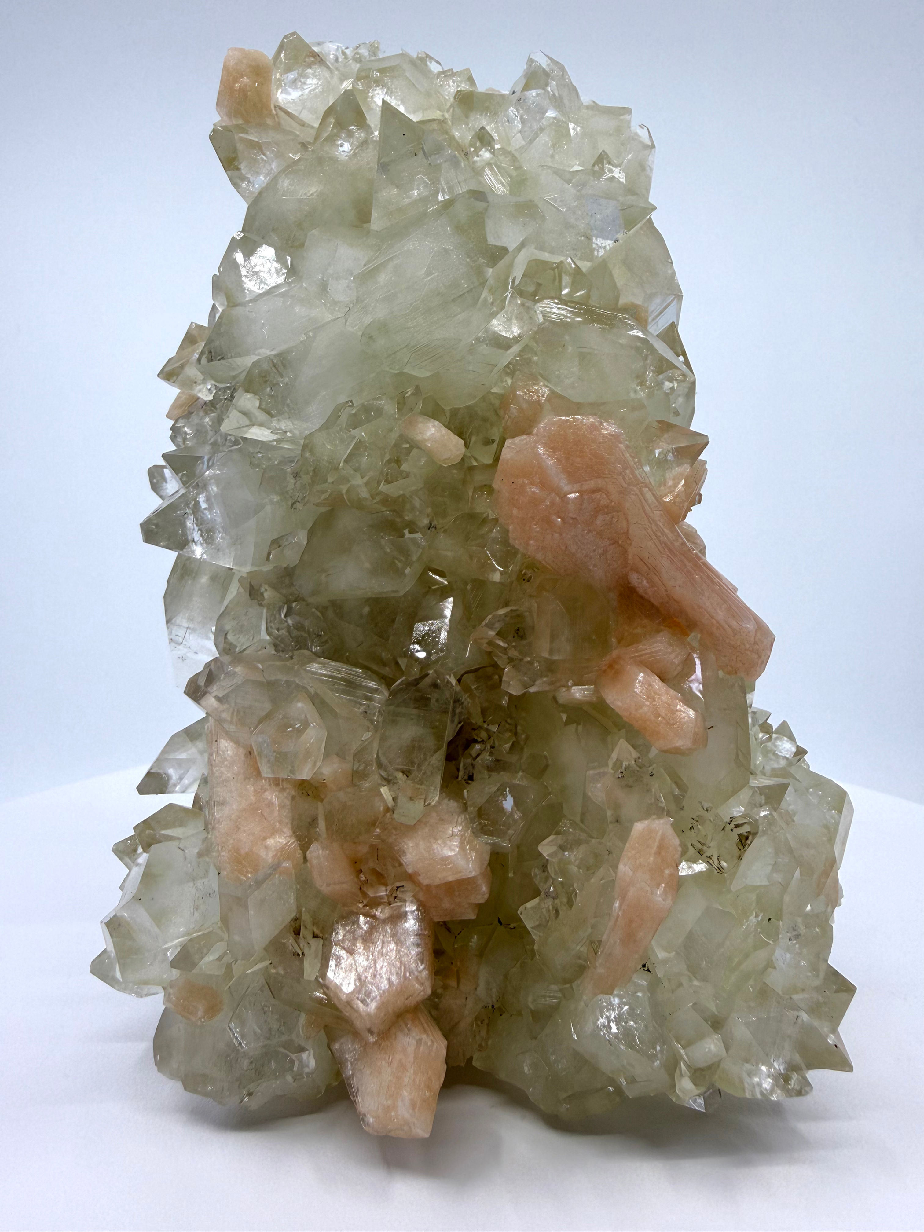 Lemon Apophyllite, Orange Stilbite with Crystal Apophyllite