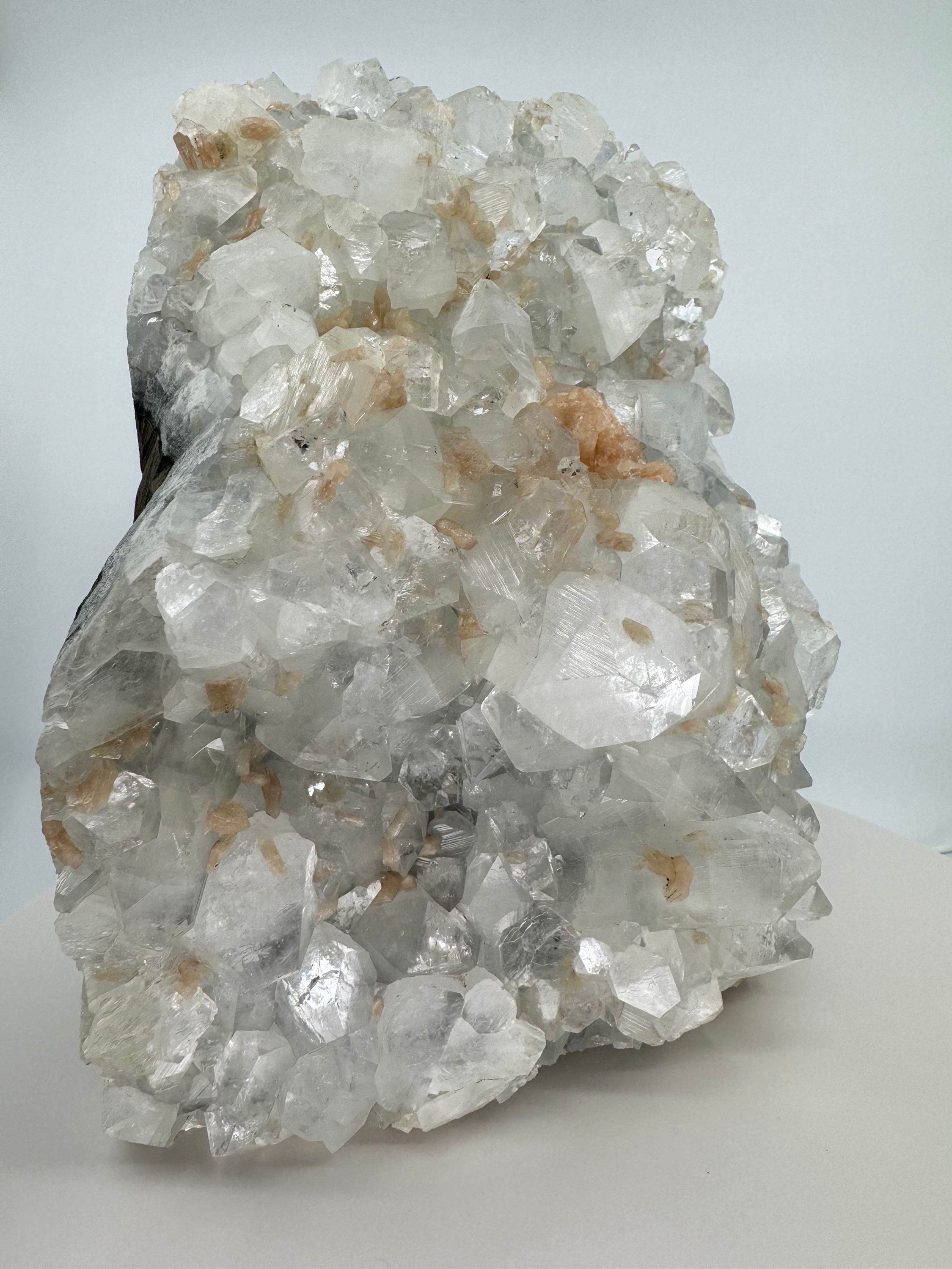 Pink Stilbite on Pointed Apophyllite