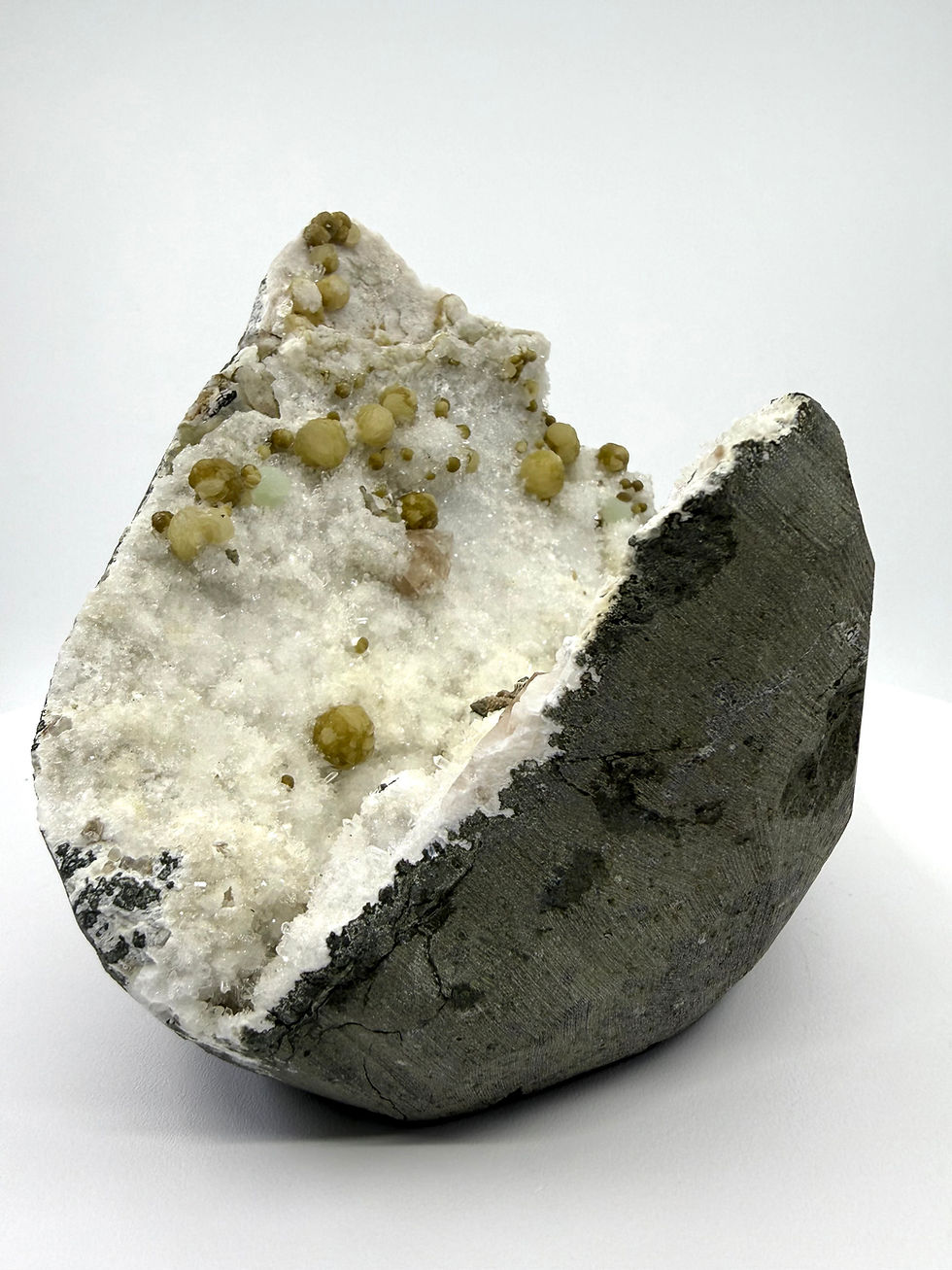 Thumbnail: Green Gyrolite Balls on White Chalcedony 