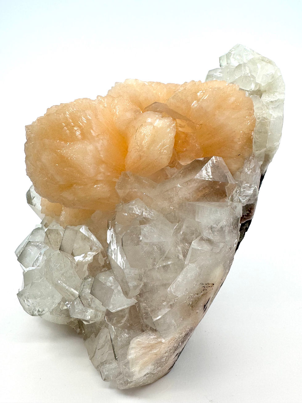 Thumbnail: Peach Stilbite Flower on Crystal Apophyllite