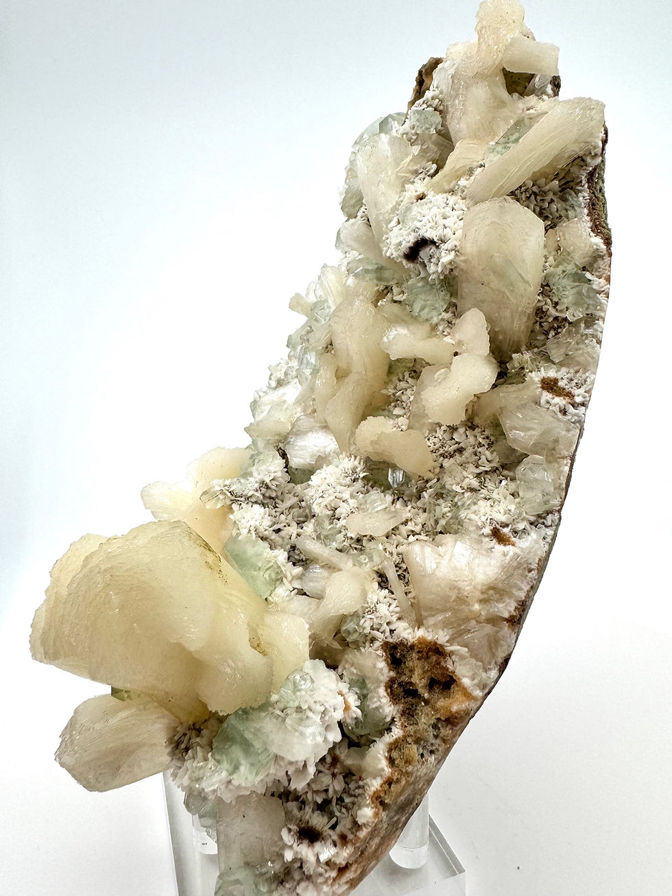 Thumbnail: Green Apophyllite Stilbite on White Chalcedony