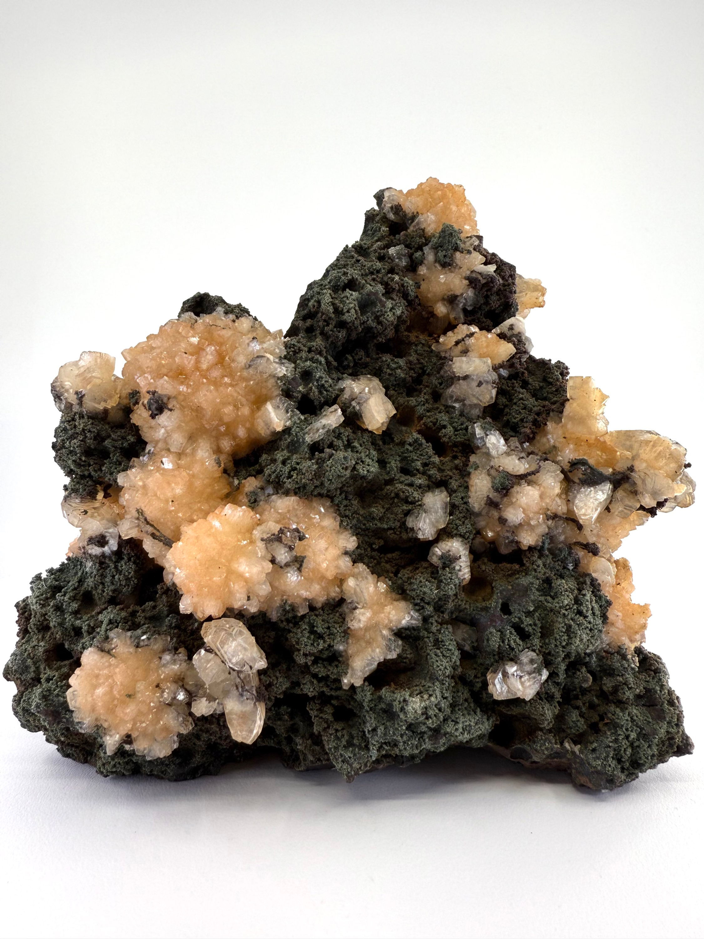 Orange Heulandite on Matrix