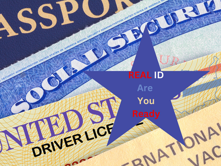 a picture showing all travel documents except a real id.