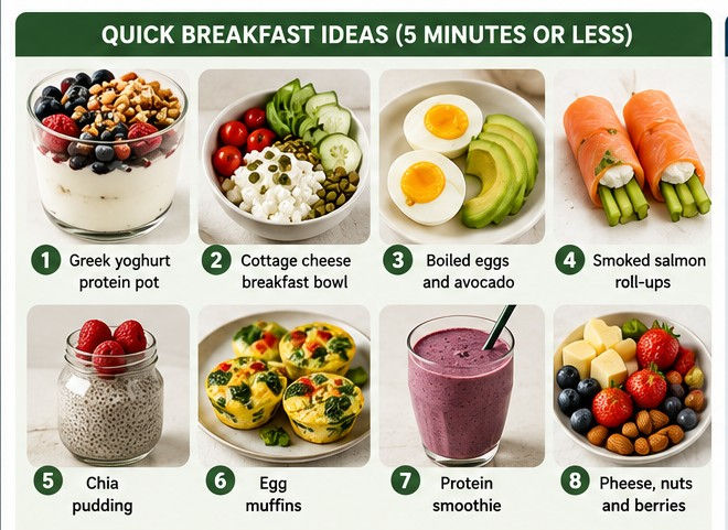 illustrations of six breakfast ideas