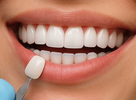 Porcelain dental veneers being applied to enhance smile aesthetics at ATAR MEDICARE clinic