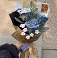 Blue flowers crochet bouquet
