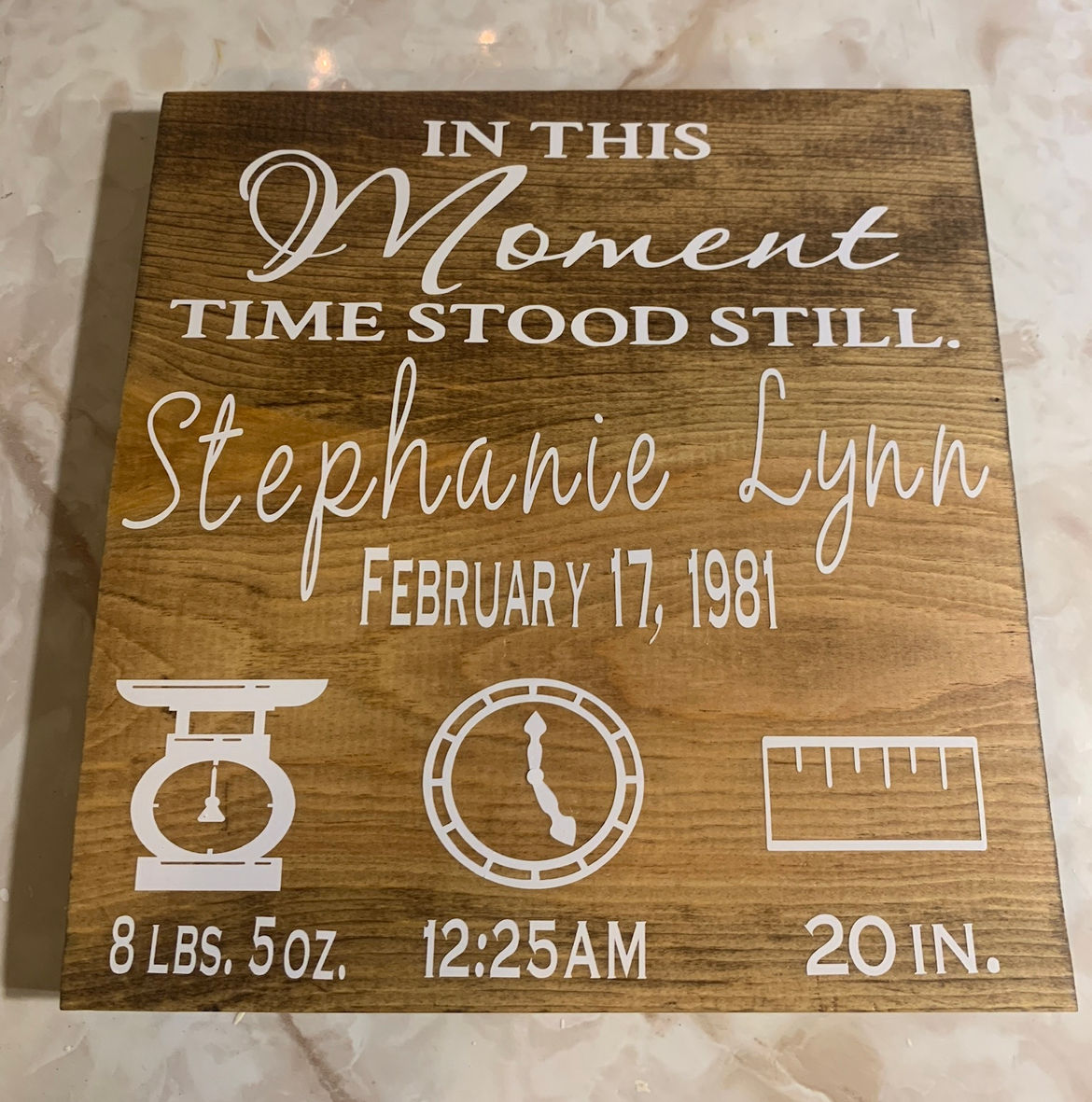 Custom Time Stood Still Birth Announcement 