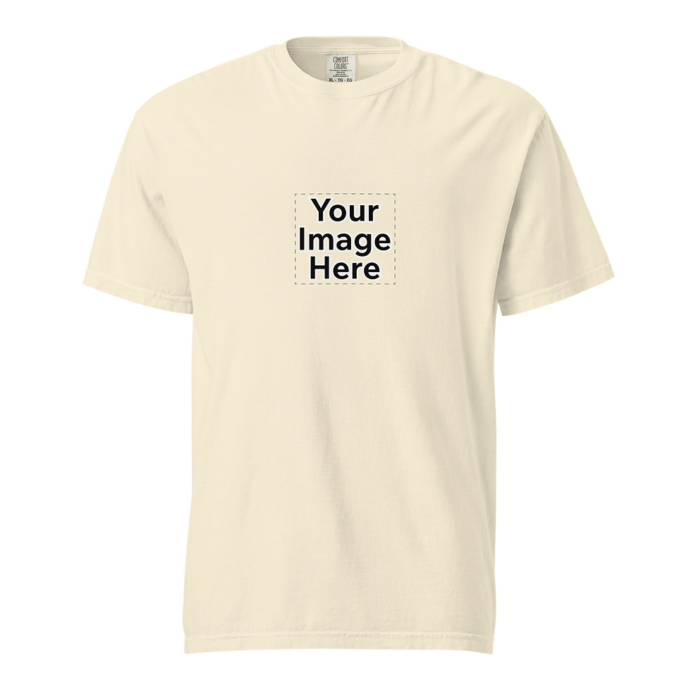 Cream t-shirt with 'Your Image Here' placeholder